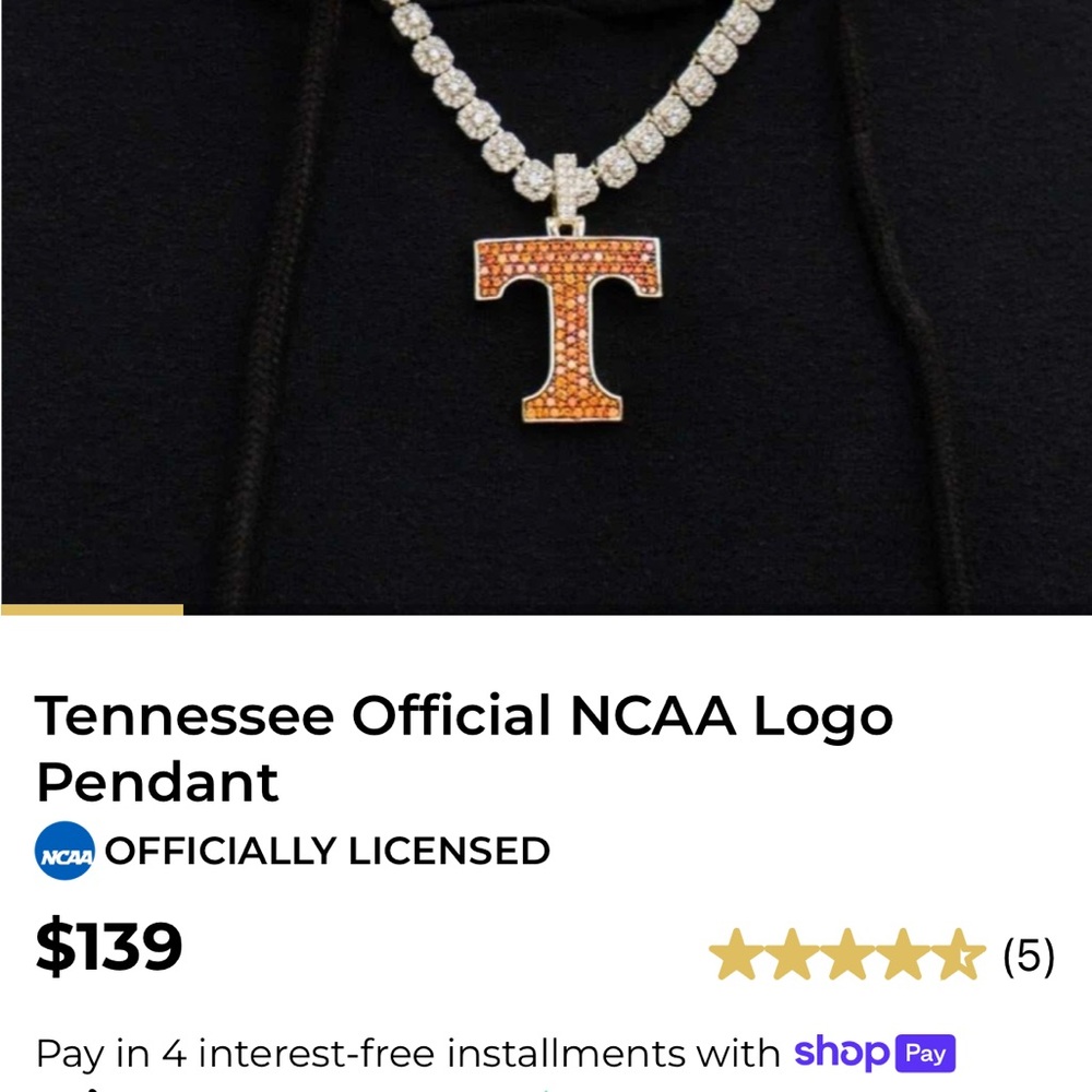 NCAA Tennessee Orange and Silver Pendant Necklace